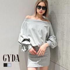 【即発送】GYGYドッキングオフショルスウェットワンピース GYDA ジェイダ 072440301301 gyda レディース ワンピース  フリーサイズ グレー ブラック GYDA ワンピース gyda オフショルワンピース 新品 正規品