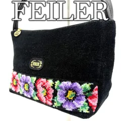 FEILER フェイラー 花柄 シュニール織 ハンドバッグ ブラック 黒 フラワー 刺繍 ミニバッグ Y2K レトロ 上品 ワンショルダー Vintage Floral Bag アクセサリーポーチ