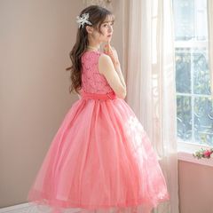 【コーラルピンク】スパンコールレースチュールドレス TAK キッズ キャサリンコテージ