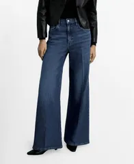 【送料無料】 マンゴ レディース デニムパンツ ジーンズ ボトムス Women's High-Waist Wide Leg Jeans Dark Blue