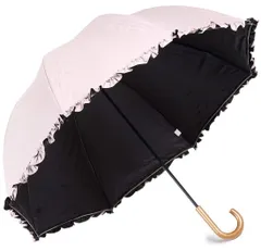灰ピンク 日傘兼用雨傘 レディース 日傘 uvカット 遮光 長傘 遮光率 99.9% 日光を遮断 軽量 Mサイズ 晴雨兼用傘 フリル ドーム型 生地裏コーティング 紫外線遮蔽率99% UPF50+ 60cm 灰ピンク