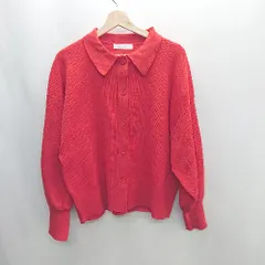 ◇ BONLECILL ボンルシール 襟付き シンプル カジュアル 長袖 ニット セーター サイズF レッド レディース E  【1407020054089】
