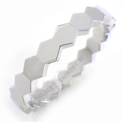 ショーメ Chaumet リング ビー マイ ラブ 083358 ハニカム 幅4ｍｍモデル 1ポイント ダイヤモンド 0.01ct K18WG 20.5号 / #61 【中古】