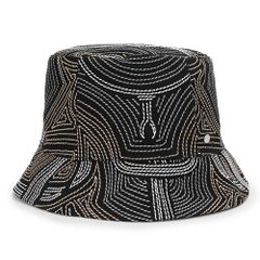 エルメス カルヴィ エプロン セリエ 刺繍 #56 帽子 バケットハット コットン100％ ブラック 黒 シルバー金具 HERMES（未使用保管品）