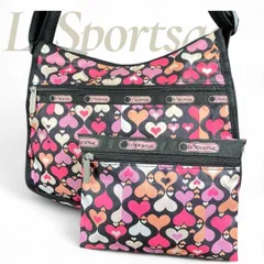 【MY0009】LeSportsac レスポートサック 中古品 ショルダーバッグ 肩掛け 斜め掛け ポーチ付 ハート柄 ナイロン