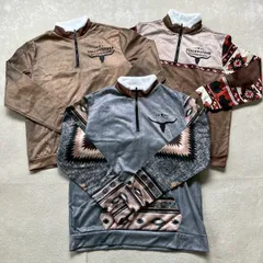 【まとめ売り】3枚セットメンズLサイズ ハーフジップ裏起毛長袖トップス スウェットウエスタン裏起毛ボア