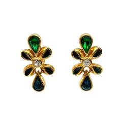 【中古】NINA RICCI ニナリッチ イヤリング メッキ メタル メッキ メタル 色石 ラインストーン ゴールド