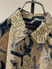 総柄シャツ レトロ 古着 幾何学模様 ユニセックス