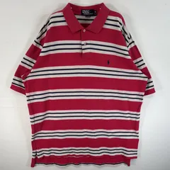古着 90's/90年代 ポロバイラルフローレン Polo by Ralph Lauren 鹿の子 半袖 ポロシャツ ワンポイント ロゴ 刺繍 2ボタン 大きいサイズ XXL  ピンク系 マルチカラー メンズ