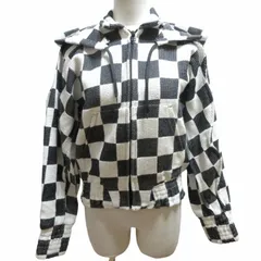 ファセッタズム FACETASM タグ付き ジップパーカー フーディ ショート 市松柄 バイカラー JM-JK-BM02 黒 ブラック 白 ホワイト Mサイズ 0531 IBO42のサムネイル