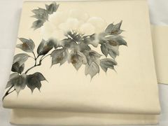 2277.【鳳晴】 作家物 手描き 可憐な花 塩瀬 名古屋帯 正絹 着物 未