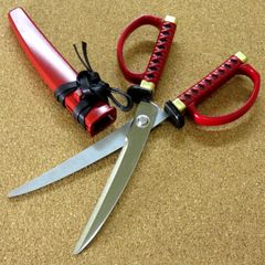 はさみ 日本刀鋏 赤 ニッケン刃物 関の刃物 鞘付き インテリアはさみ ステンレス 日本刀の刃紋つき ハサミ プレゼント ギフト 日本製