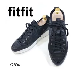 フィットフィット　サテン×レザー　希少モデル　スニーカー　ブラック　25cm
