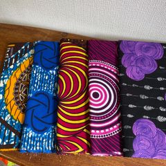 アフリカ布　5pcs. アフリカンパーニュ　はぎれ　カットクロス E