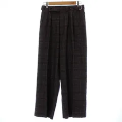 ラインヴァンド LEINWANDE タックワイドパンツ スラックス チェック柄 ウール M 茶 ブラウン 0218030803 /AQ ■GY30のサムネイル