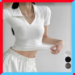 新品 ポロシャツ レディース クロップドTシャツ 細身 タイト カジュアル＆ヨガに 春夏 快適トップス 【送料無料】