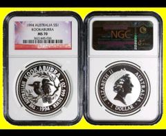 1994  Atralia 1 oz silver  Kookaburra PERFECT NGC MS 70  NO S