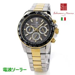 就職 入学 卒業 お祝い サルバトーレマーラ メンズ 腕時計 ブルー ソーラー電波 SALVATORE MARRA sm24108-ssbkgd 48.0 ブルー スタイリッシュ ファッション ウオッチ