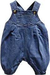 しあわせ倉庫 でっぷりシルエットがかわいい オーバーオール ベビー デニムパンツ オールインワン ロンパース ジーパン 65cm(ポップライト,  65)