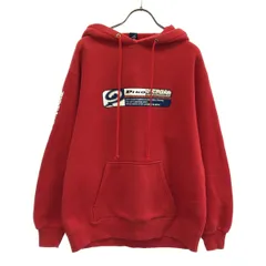 PIKO ピコ ロゴプリント 長袖 スウェットパーカー L レッド 裏起毛 レディース 古着