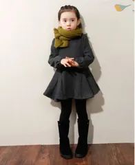 裏起毛フレアミニワンピース グレー 100-160 韓国子供服