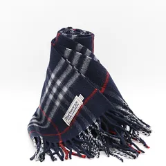 美品 バーバリー マフラー ネイビー チェック柄 カシミア100％ メンズ/レディース 2000000 SGN NSK