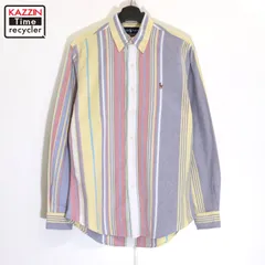 90s vintage RALPH LAUREN マルチストライプ柄 ボタンダウン 長袖シャツ メンズ 表記Sサイズ