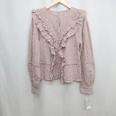 ◇ ◎⊂ Ungrid アングリッド フリルデザイン 長袖 コットンフリルレースブラウス サイズF ピンク系 レディース E  【1504210015773】