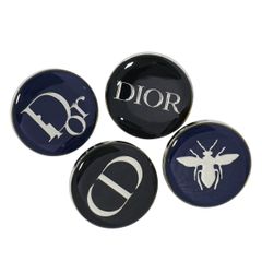 本物 ディオール Dior ロゴ ビーモチーフ ピンバッジ 4点セット ノベルティ メタル ブラック ネイビー シルバー アクセサリー ジュエリー 中古 【フォロー割】