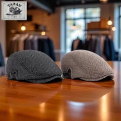 ハンチング帽 メンズ キャスケット ヘリンボーン チェック柄 秋冬 大人カジュアル 紳士 帽子 グレー おしゃれ 旅行 散歩 アウトドア 韓国ファッション