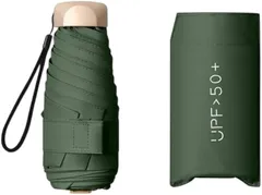 TORATA UPF50+ 晴雨兼用コンパクト 折りたたみ傘 軽量 携帯用収納ケース付き 日傘 メンズ レディース 小型 UVカット 紫外線対策 晴雨兼用傘 男女兼用 ビジネスOK(ダークグリーン,  開いた状態：長さ55cm シェード92cm)