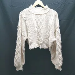 ◇ INGNI イング ハイネック　ケーブル　ダメージ加工 長袖 ニット サイズM クリーム系 レディース E  【1212260011439】