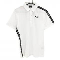 【新品】オークリー 半袖ポロシャツ 白 総柄地模様 一部メッシュ 吸汗速乾 メンズ M ゴルフウェア Oakley