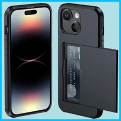 【特価商品】ケース iPhone 14 ケース カード収納 背面 iPhone 米軍MIL規格 耐衝撃最強 アイフォン13 ケース アイフォン14 ケース ICカード収納 13 落下防止 全面保護 指紋防止 滑り止め 擦り傷防止 ブラック
