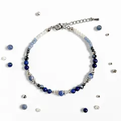 ラピスラズリとソーダライトの天然石ブレスレット　* 夜明けの朝顔 *