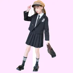 Size:160_Color:ブラック [CREAM] 子供 ガールズ 制服 スーツ 女の子 子供服 JK制服 子供スーツ フォーマル スカートスーツ 3点セット 入学式 発表会 学院風 ブラック 卒業式 入園式 卒業式 長袖 可愛い 園児 演出用 学園祭 文