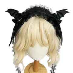 新品 [TSUKUMIRU] ヘッドドレス 黒 ロリータ ハロウィン ゴスロリ ヘアアクセ カチューシャ 大人 髪飾り