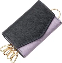 DIALQUAL キーケース レディース 本革 スマートキー カードケース 札入れ( ミッドナイトネイビー/パステルパープル)