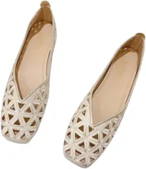 3MDGHD パンプス 靴 フラット シューズ レディース ぺたんこ メッシュ ローヒール 歩きやすい 履きやすい おしゃれ かわいい 人気(ホワイト,  23.0 cm)