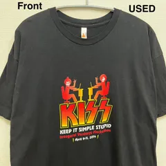 KISS キッス KISSの原則 Tシャツ 古着 ユーズド 両面プリント バンドTシャツ ミュージックTシャツ メンズ ユニセックス XLサイズ 半袖 夏物 夏服 バンティー バンT ブラック グラフィック ストリート アメカジ アメリカン レア 珍品