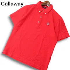 Callaway キャロウェイ ゴルフ 春夏★ 刺繍 半袖 ボタンダウン ダイヤ 総柄 ポロシャツ Sz.L メンズ