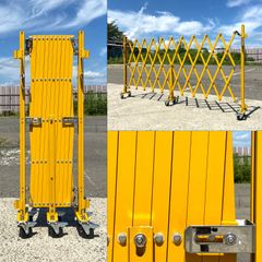 アルマックス EXG1240G-Y アルミゲート（イエロー） W4.0×H1.27m 傾斜地対応 伸縮フェンス キャスターゲート 仮設ゲート クロスゲート 仮設ゲート アルミ 門扉 伸縮門扉 ALMAX (新古品) mer11