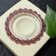 カザフスタン産★【ストロベリークォーツ】★ ブレスレット 天然石A 苺水晶 9.4-9.8mm ZB6827