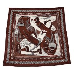 HERMES 大判ブランケット ブランデンブルク飾り プレード ブラウン