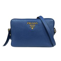 PRADA プラダ ヴィッテロダイノ レザー ショルダーネイビー ゴールド 