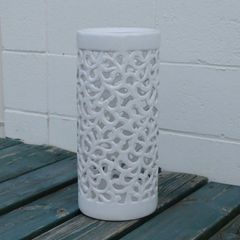傘立て アンブレラスタンド 陶器製 透かし彫りアート ホワイト