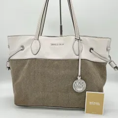 【良品】MICHAEL KORS トートバッグ キャンバス レザー ホワイト