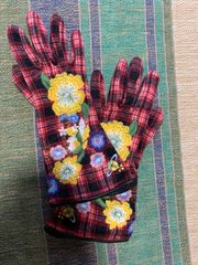 ヴィヴィアンウエストウッド　花刺繍　手袋　チェックレザー