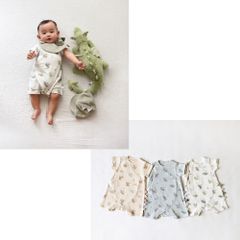 新品　mocmof(モクモフ）　ドラゴン柄 サマーロンパース　70㎝　ロンパース　赤ちゃん　ベビー　夏　半袖　綿
