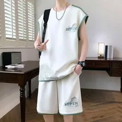 種類17：M(約95〜115)/C：8823 ミントグリーンスー メンズ ファッション 服 男性用 オシャレ シンプル 大人 かっこいい 大きいサイズ ストリート 紳士服 チョッキ ベスト スーツ 夏 冷感 ノースリーブ T シャツ セット 半袖 ツーピース 